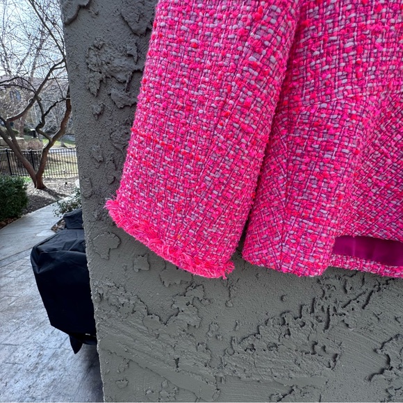 Talbots Vibrant Pink Tweed Jacket Button Front Size 14 - Picture 8 of 13